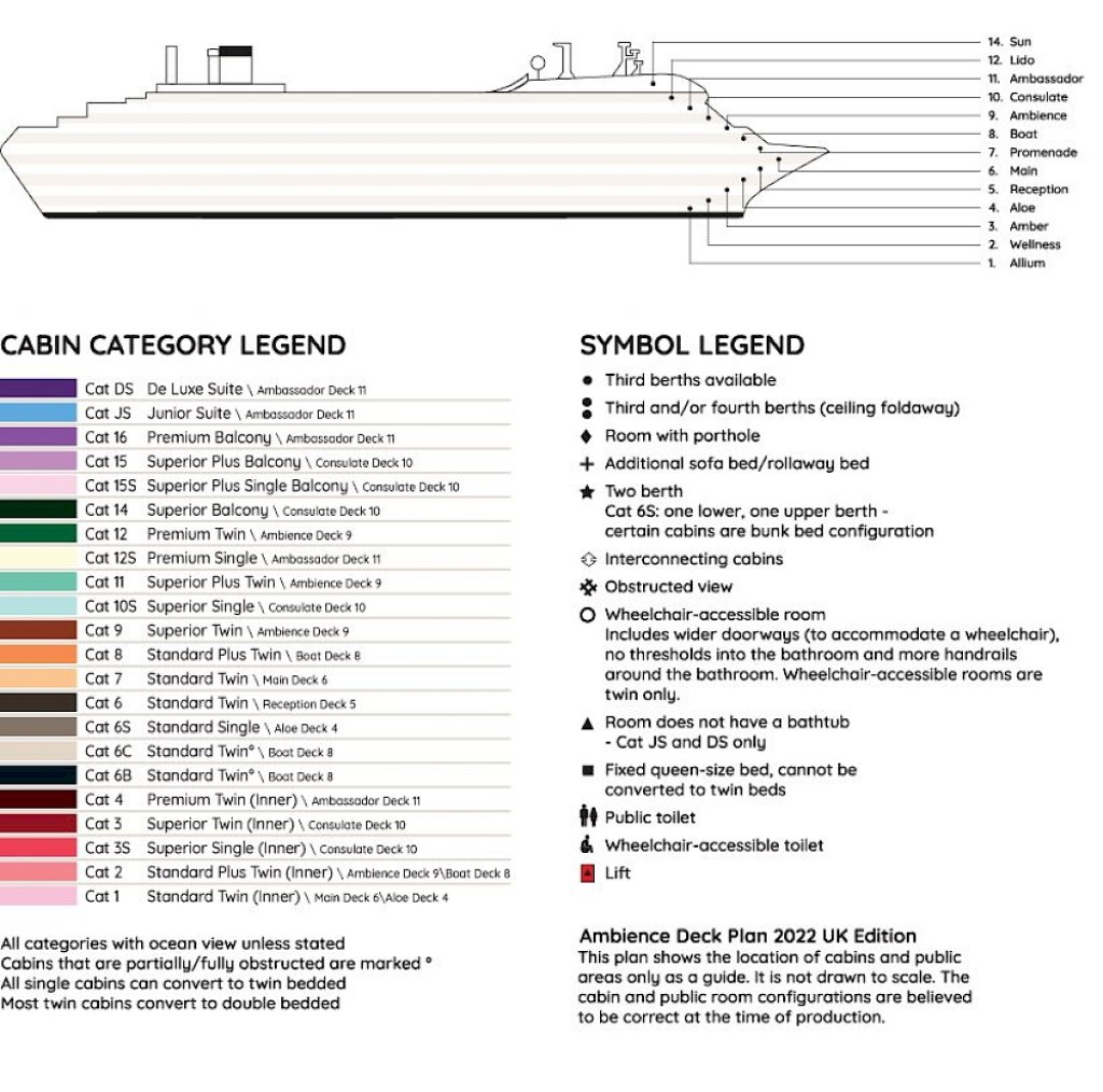 how are cruise ship decks numbered - Ambience Deck Plans  Ambassador Cruise Line