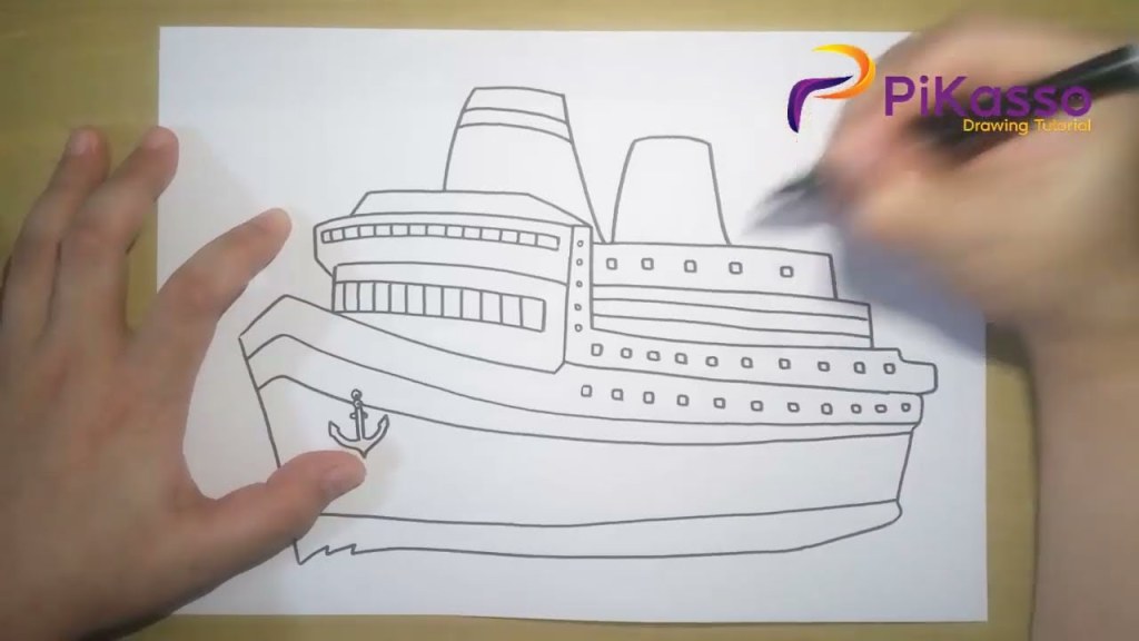 how to draw a cruise ship - Cruise Ship Easy Drawing Tutorial