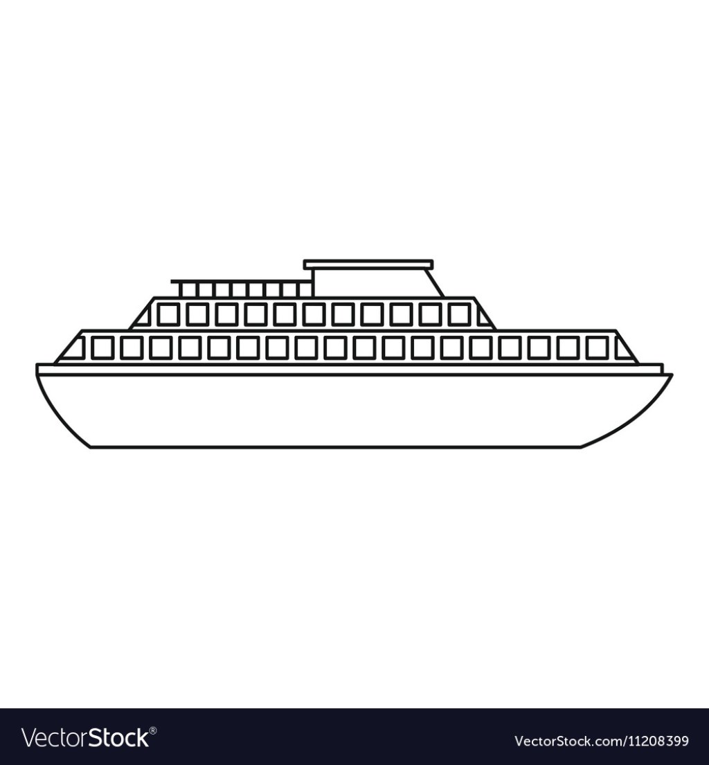 cruise ship outline - Cruise ship icon outline style Royalty Free Vector Image