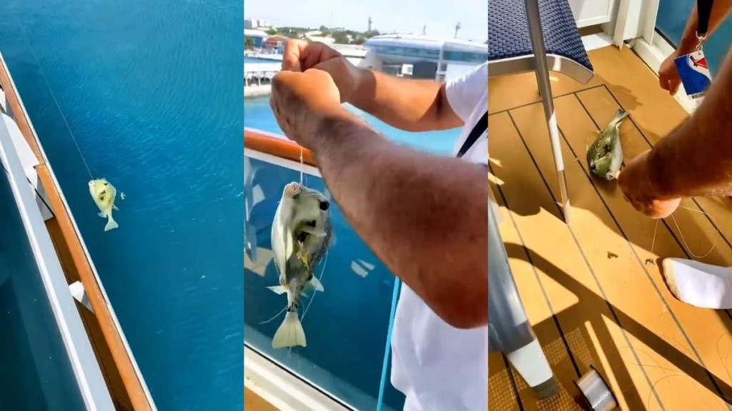 fishing on cruise ship - Passenger Captured Fishing From Carnival Cruise Ship Balcony