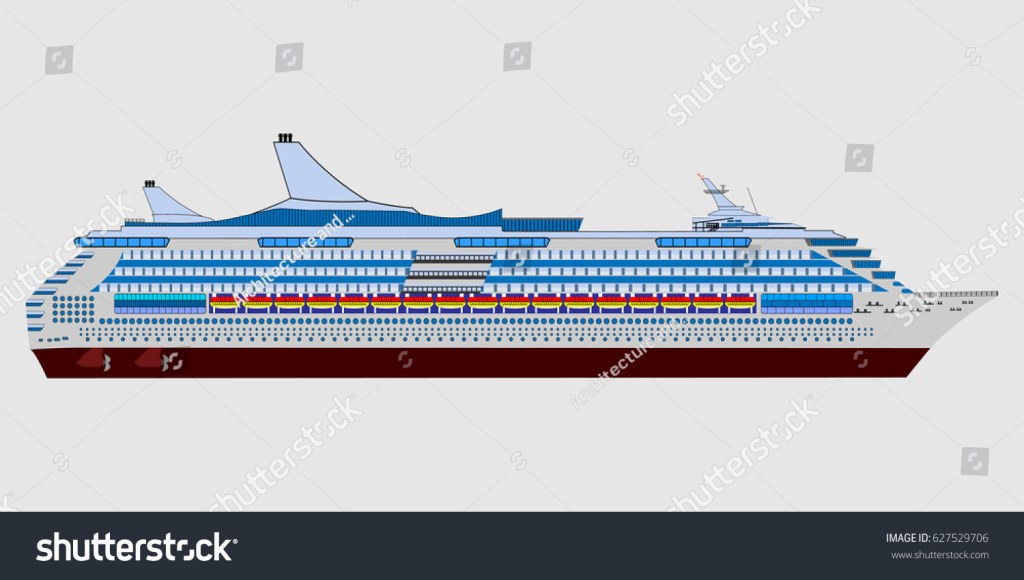 cruise ship side view - Realistic Ship Side View Cruise On: Stock-Vektorgrafik (Lizenzfrei